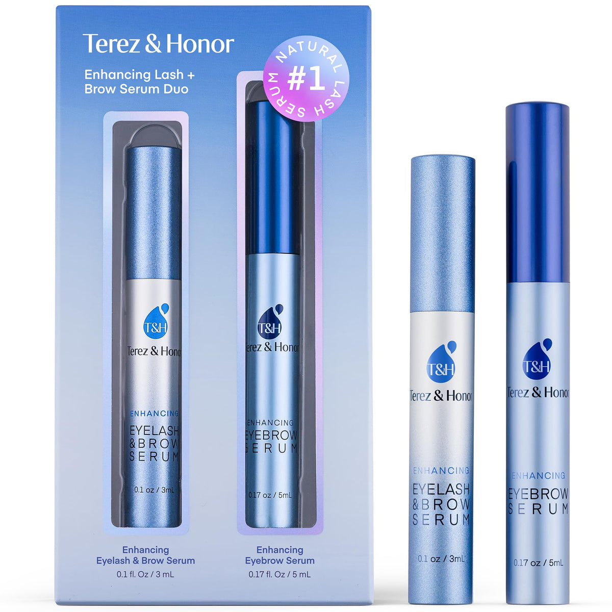 TEREZ & HONOR advanced eyelash serum bottle with precision applicator for conditioning lashes.