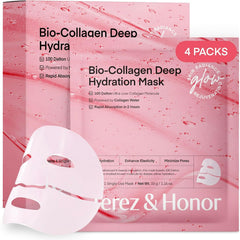 TEREZ & HONOR Real Deep Bio-Collagen hydrogel mask application closeup for hydration