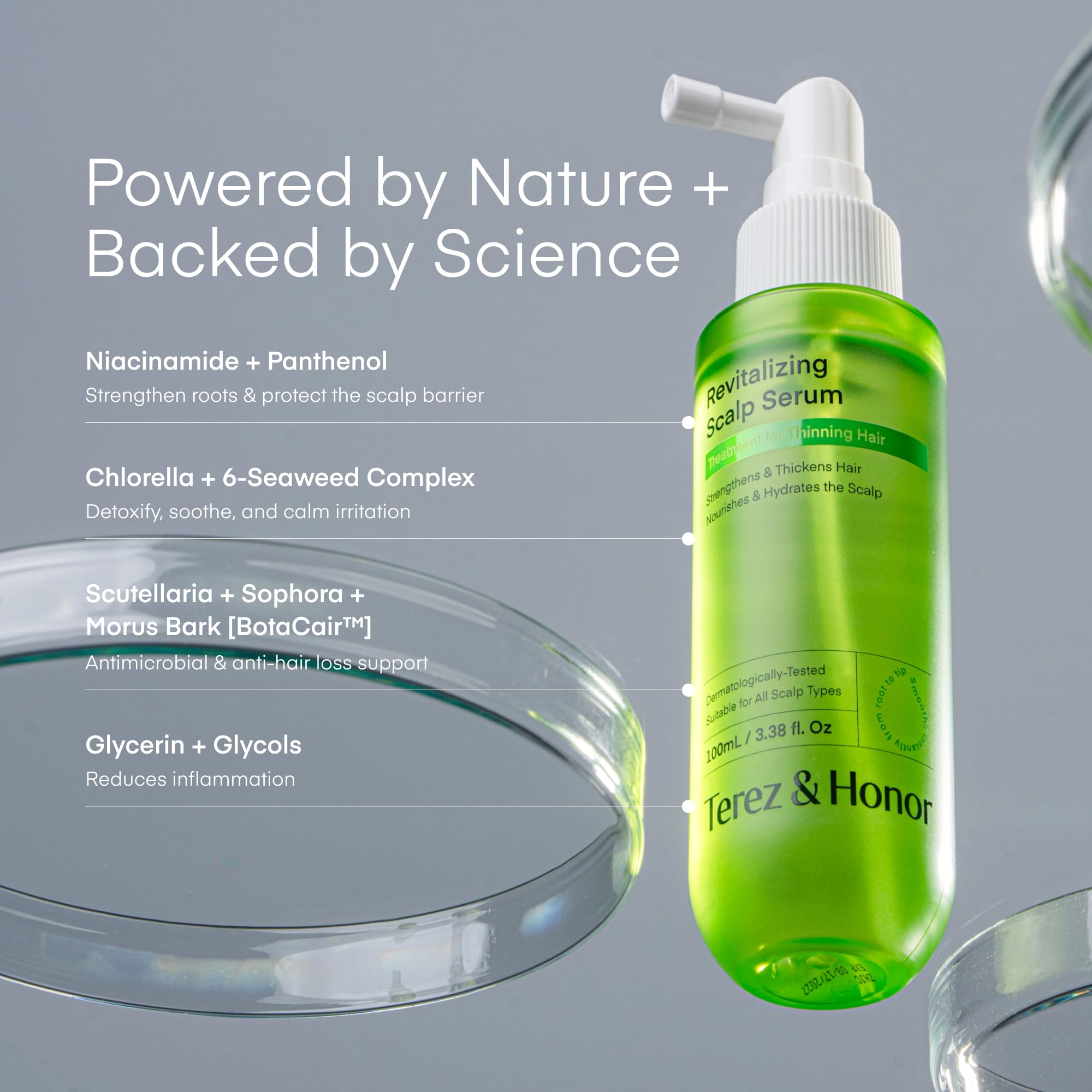 TEREZ & HONOR scalp serum lightweight texture dries quickly and no weight for hair