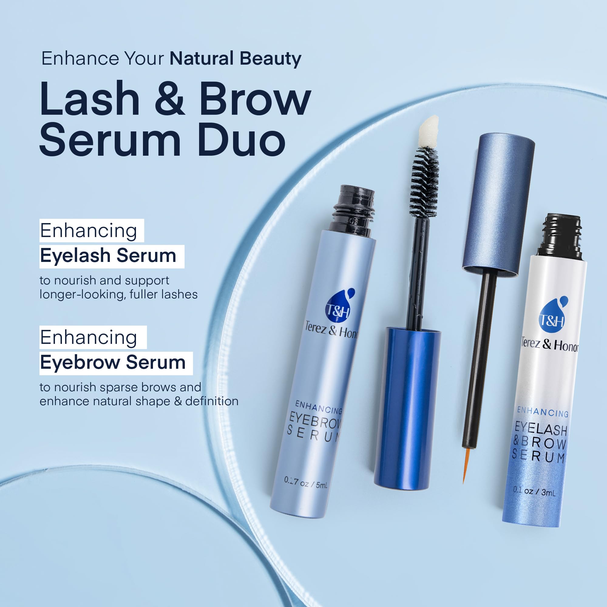 TEREZ & HONOR serum bottle with brush demonstrates easy daily application.