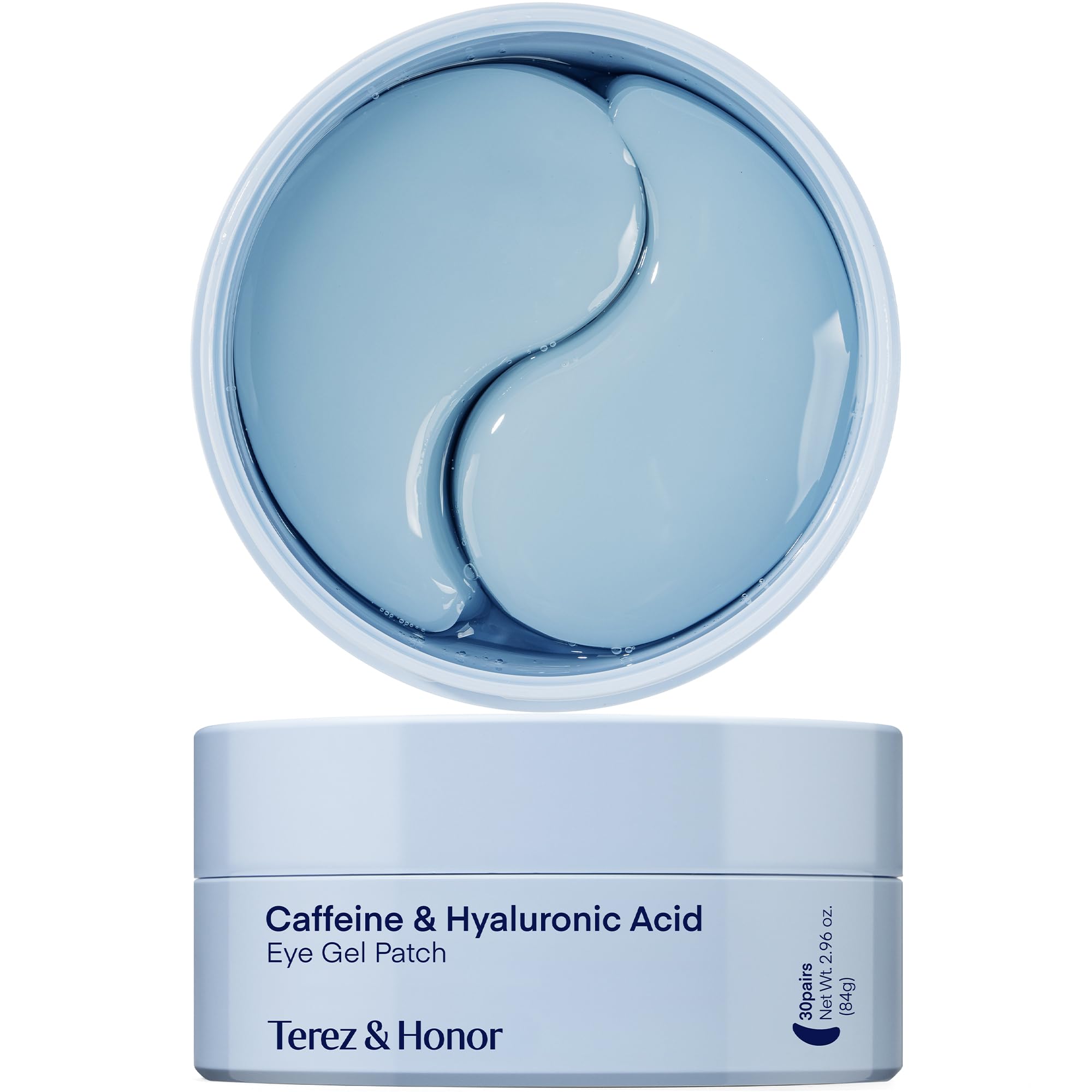 Terez & Honor under-eye patches packaging shows hydrating care for tired-looking eyes.