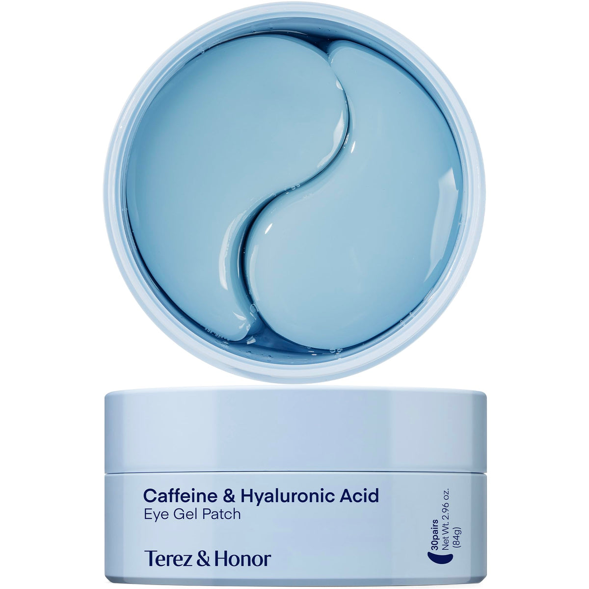 Terez & Honor under-eye patches packaging shows hydrating care for tired-looking eyes.
