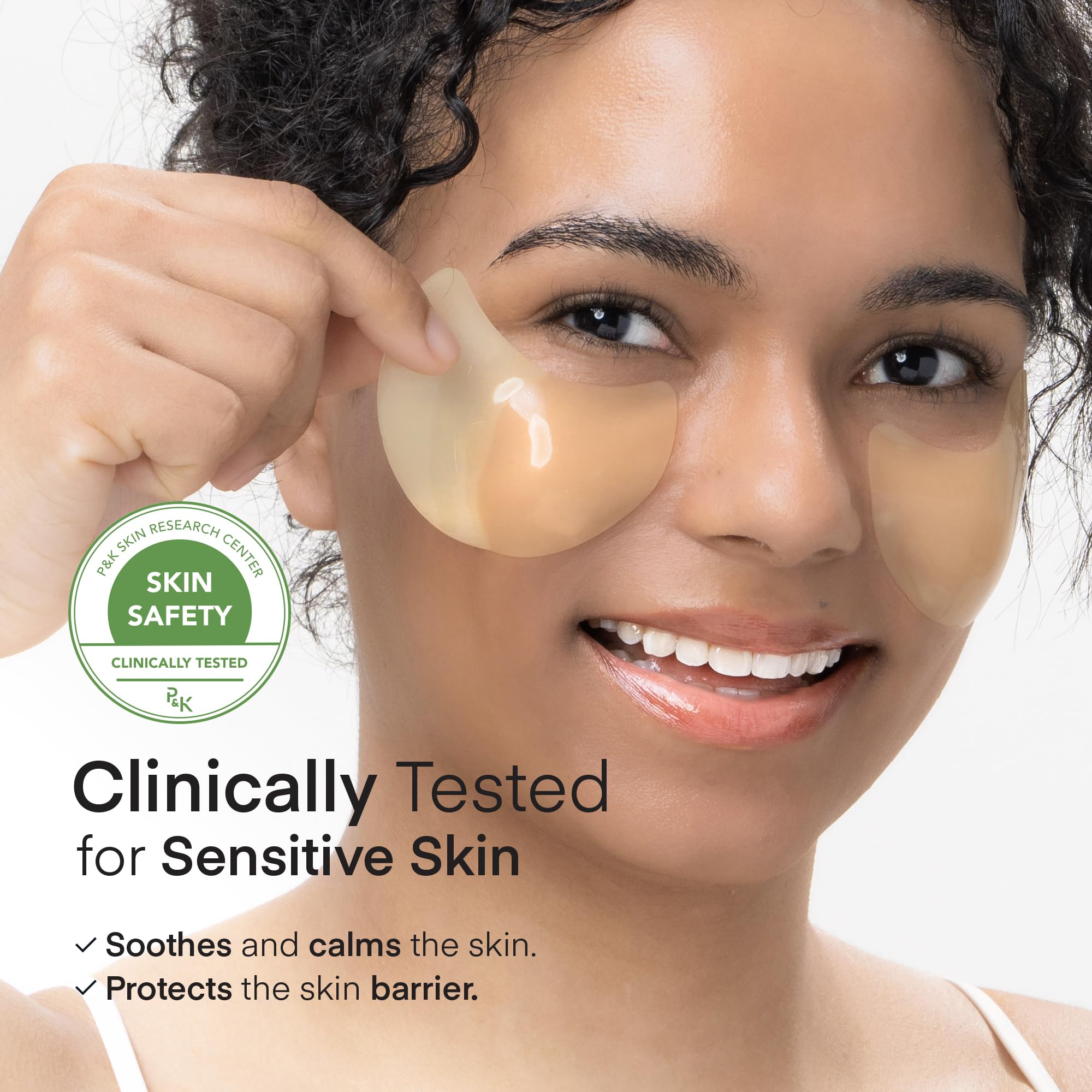 TEREZ & HONOR Vitamin C Eye Patches closeup demonstrates deep hydration from hyaluronic acid