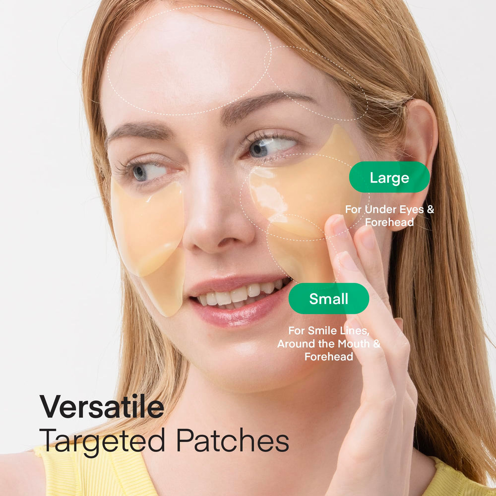 TEREZ & HONOR Vitamin C Eye Patches multi-area fit shown for under-eye, forehead, and smile lines