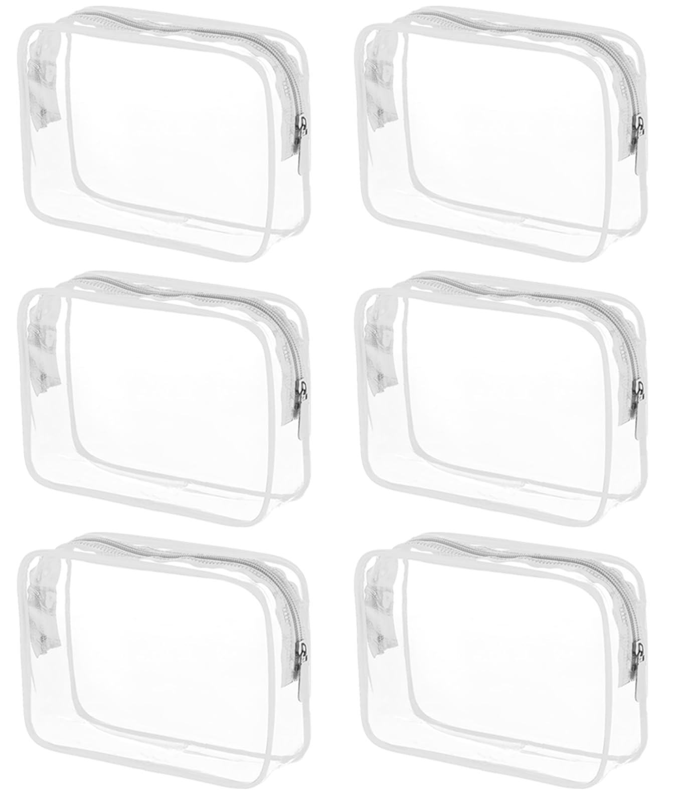 Tergy clear cosmetics bags pack six with zipper for on-the-go organization