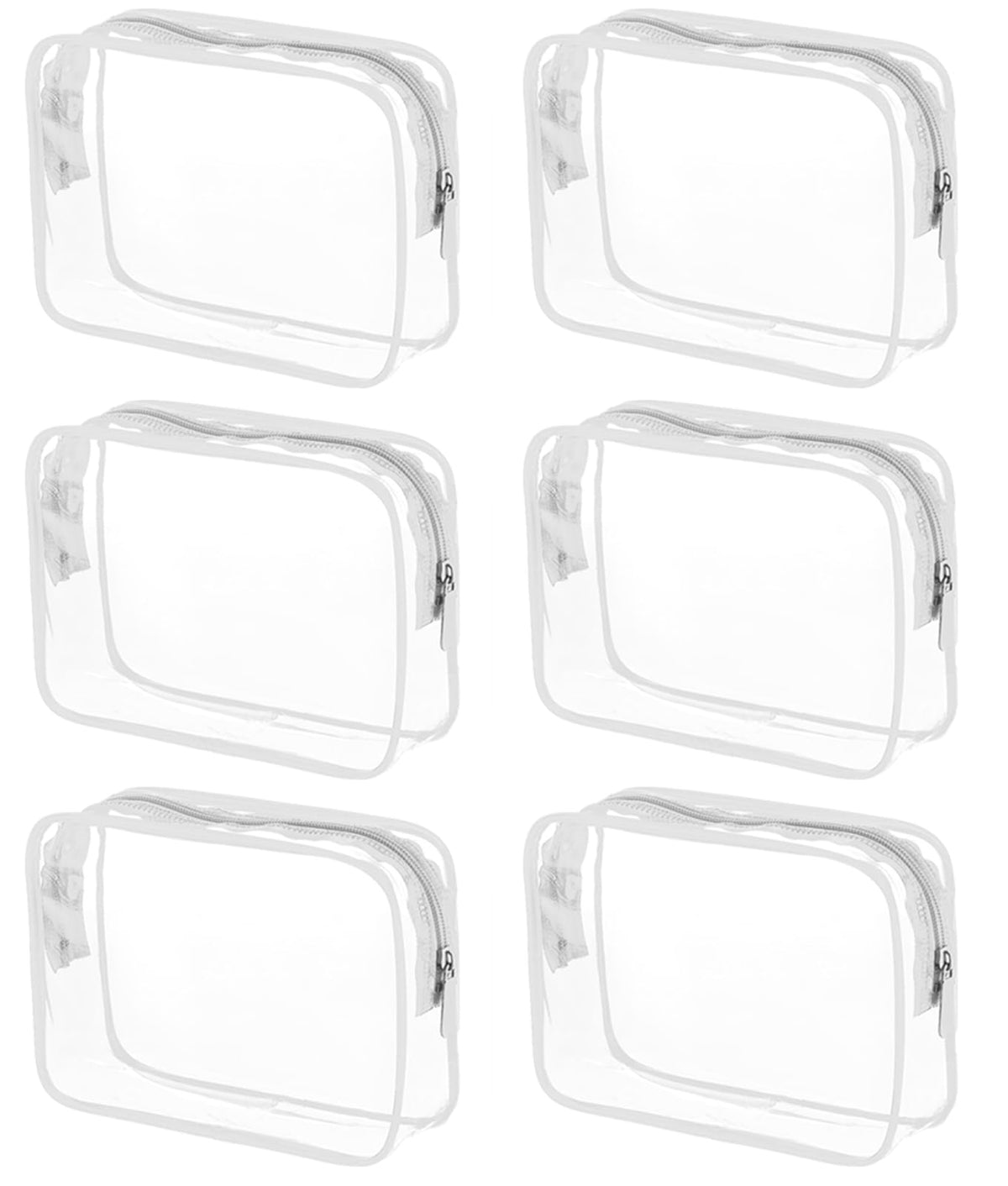 Tergy clear cosmetics bags pack six with zipper for on-the-go organization