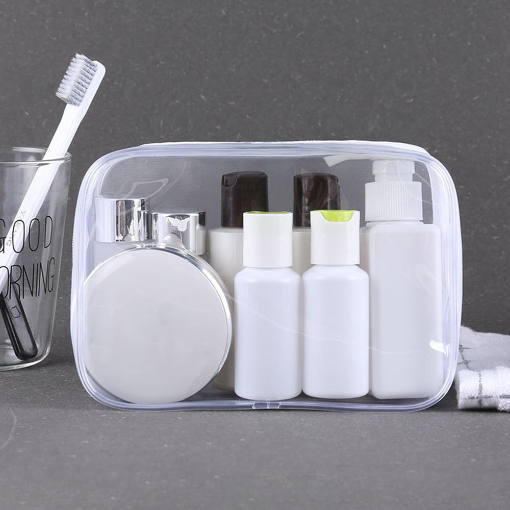 Tergy waterproof PVC makeup bag shows zipper closure for travel-ready organization