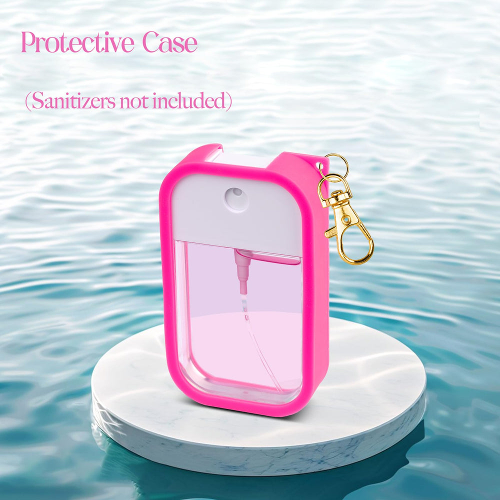 TERPINK hot pink cover attaches to bag for quick sanitizer access.