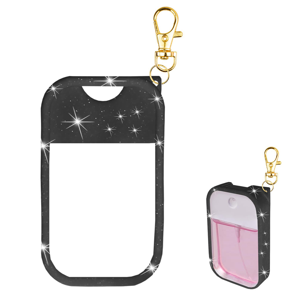 TERPINK Touchland silicone case glitter sequin black front view for stylish, quick sanitizing on the go