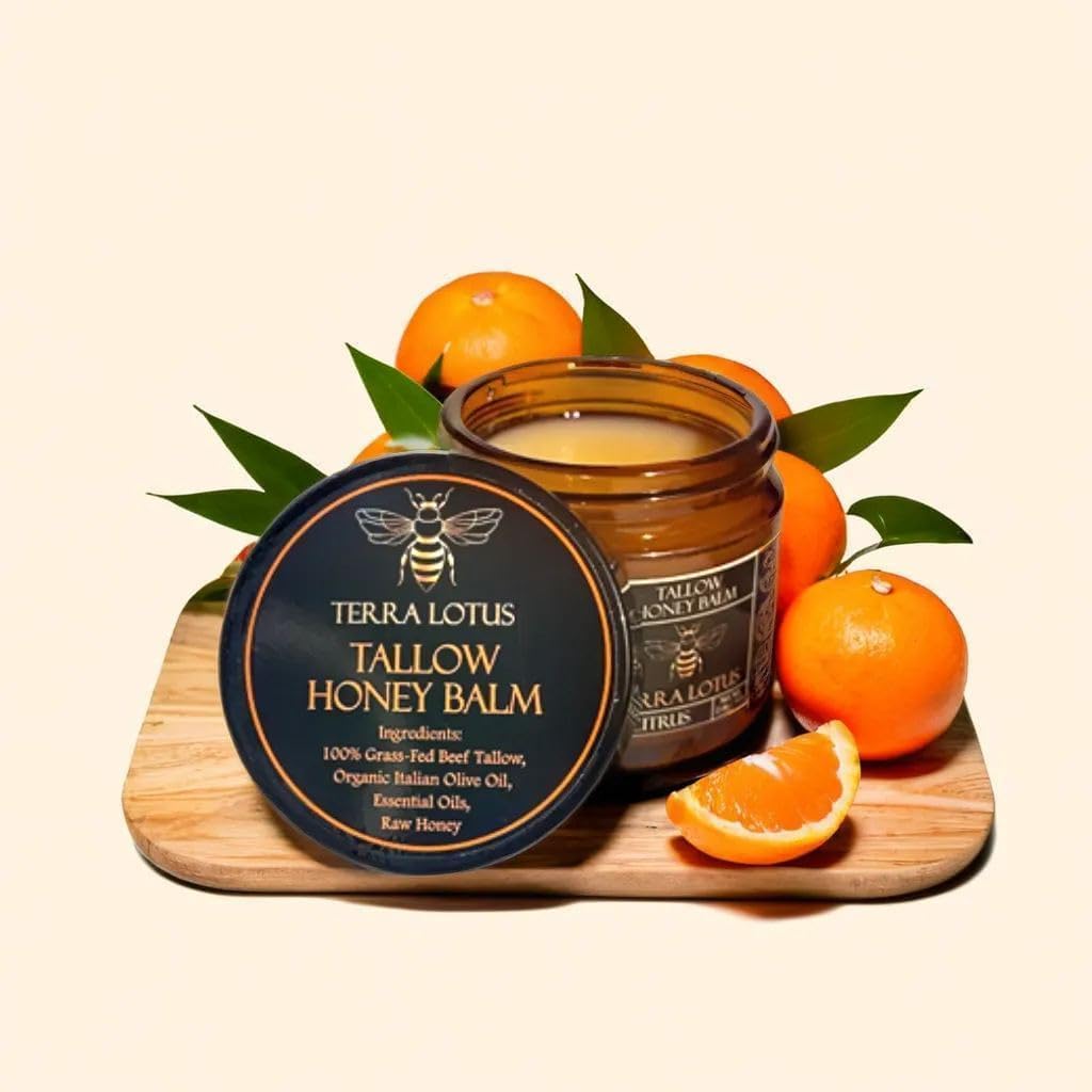 Terra Lotus Honey Tallow Balm face-use depiction of gentle daily hydration.