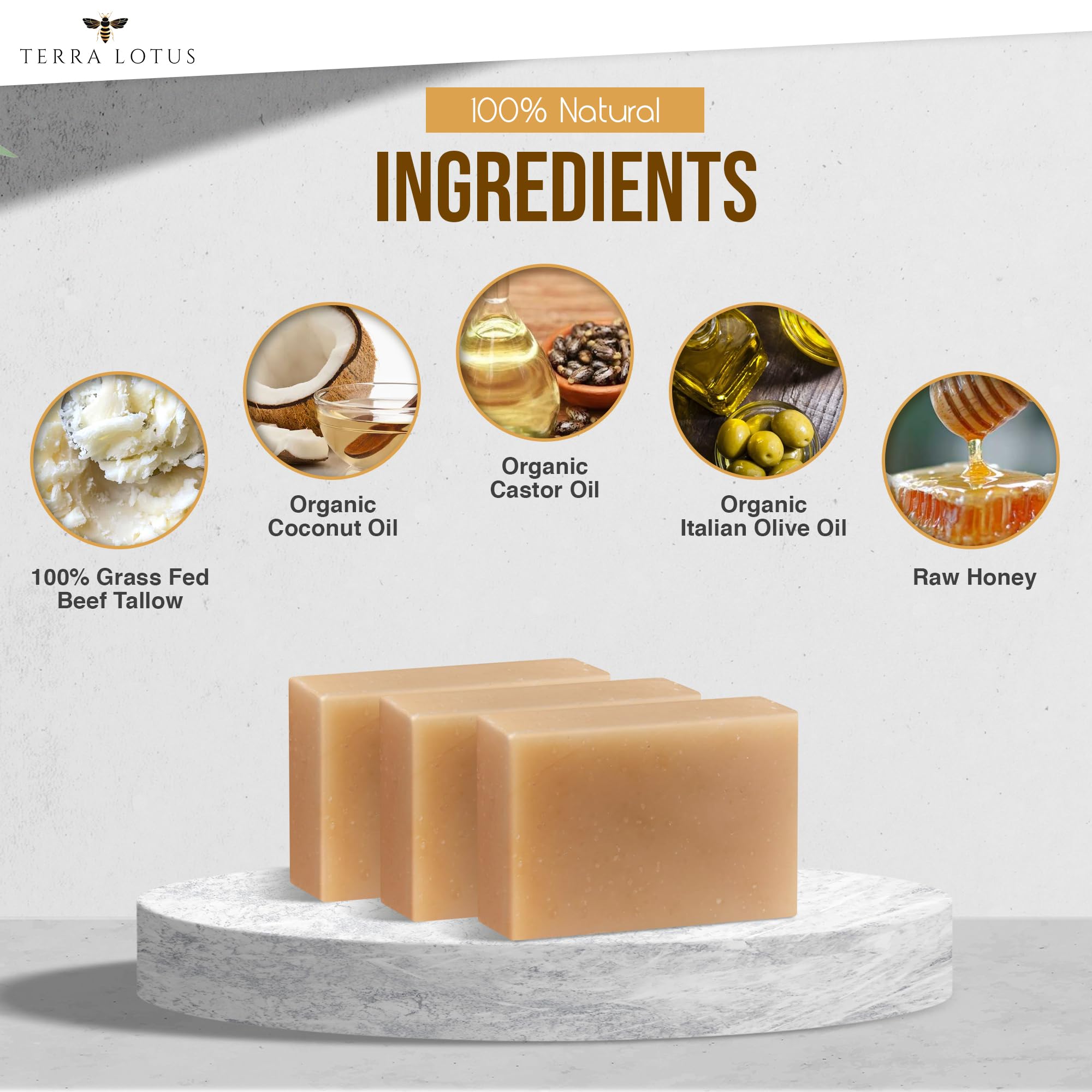 Terra Lotus 3-pack front view highlighting unscented bars for daily care.
