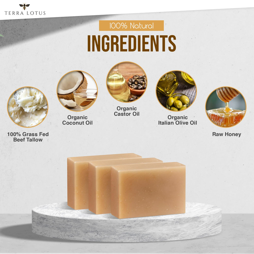 Terra Lotus 3-pack front view highlighting unscented bars for daily care.