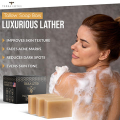 Terra Lotus soap ingredients oil drops highlight natural oils for gentle hydration.