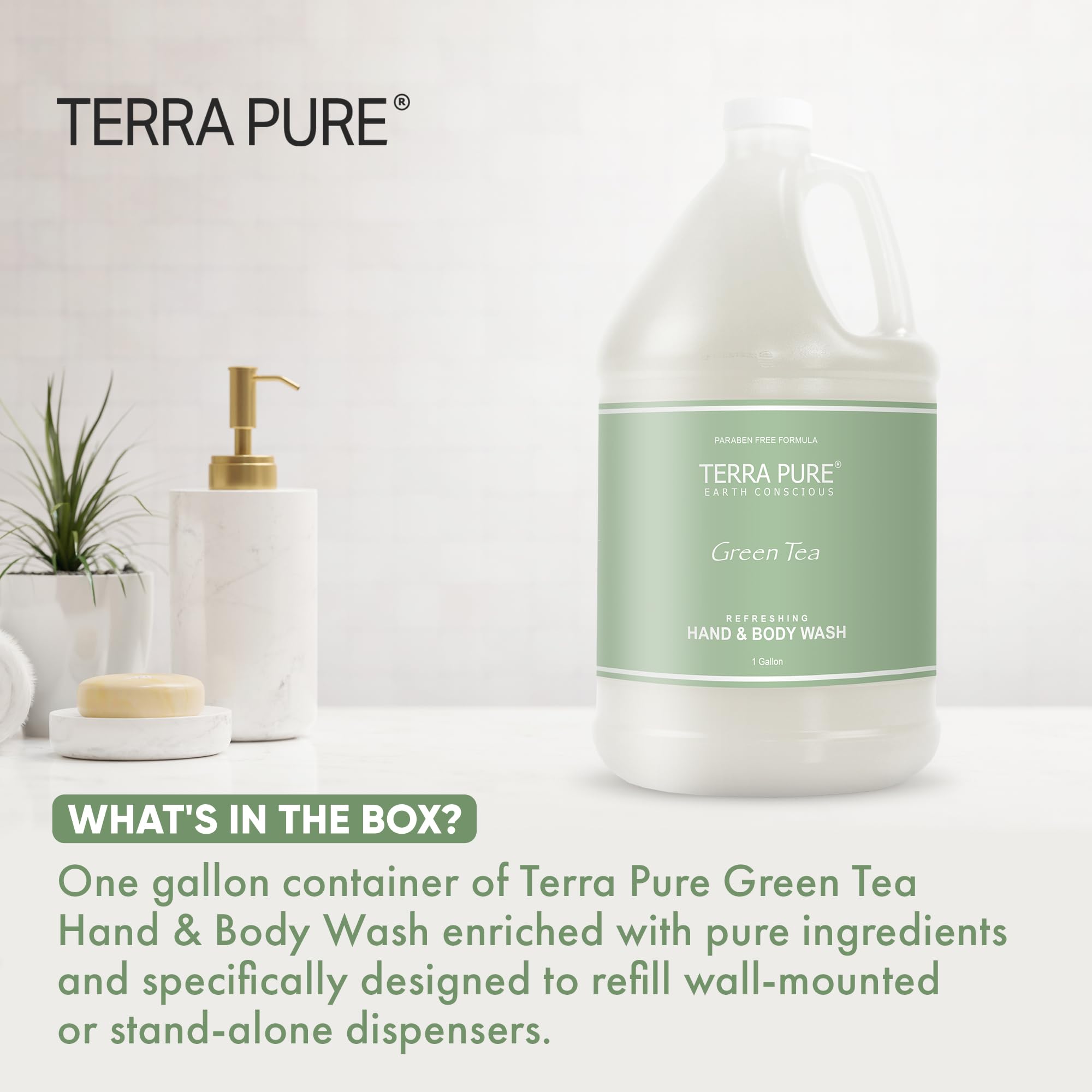 Terra Pure green tea formula label on bottle conveys calming scent