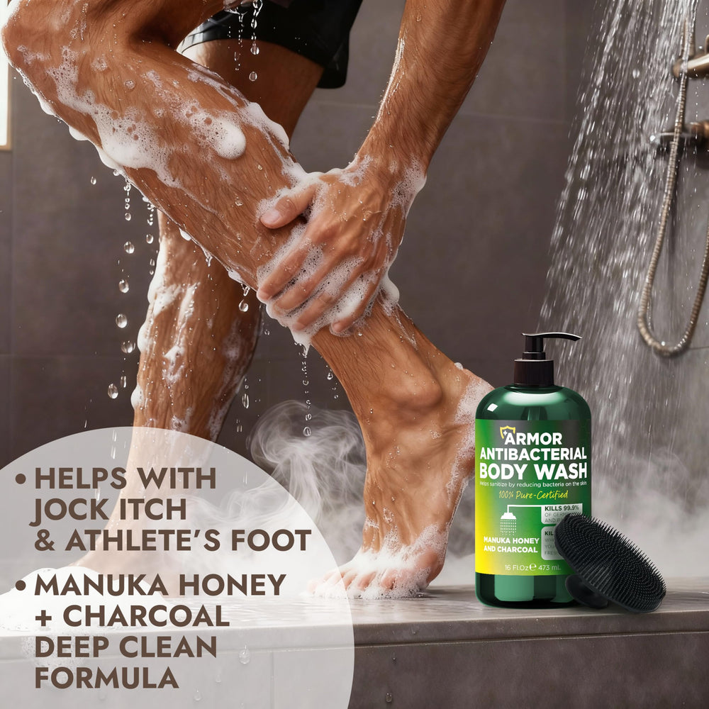 Terramed Just Think Comfort antibacterial wash shows rich lather for thorough cleansing.