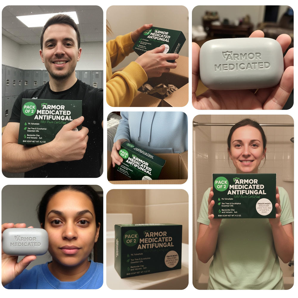 Terramed Just Think Comfort antifungal soap daily-use bar on sink.