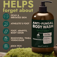 Terramed Just Think Comfort back acne and eczema use scene shows application