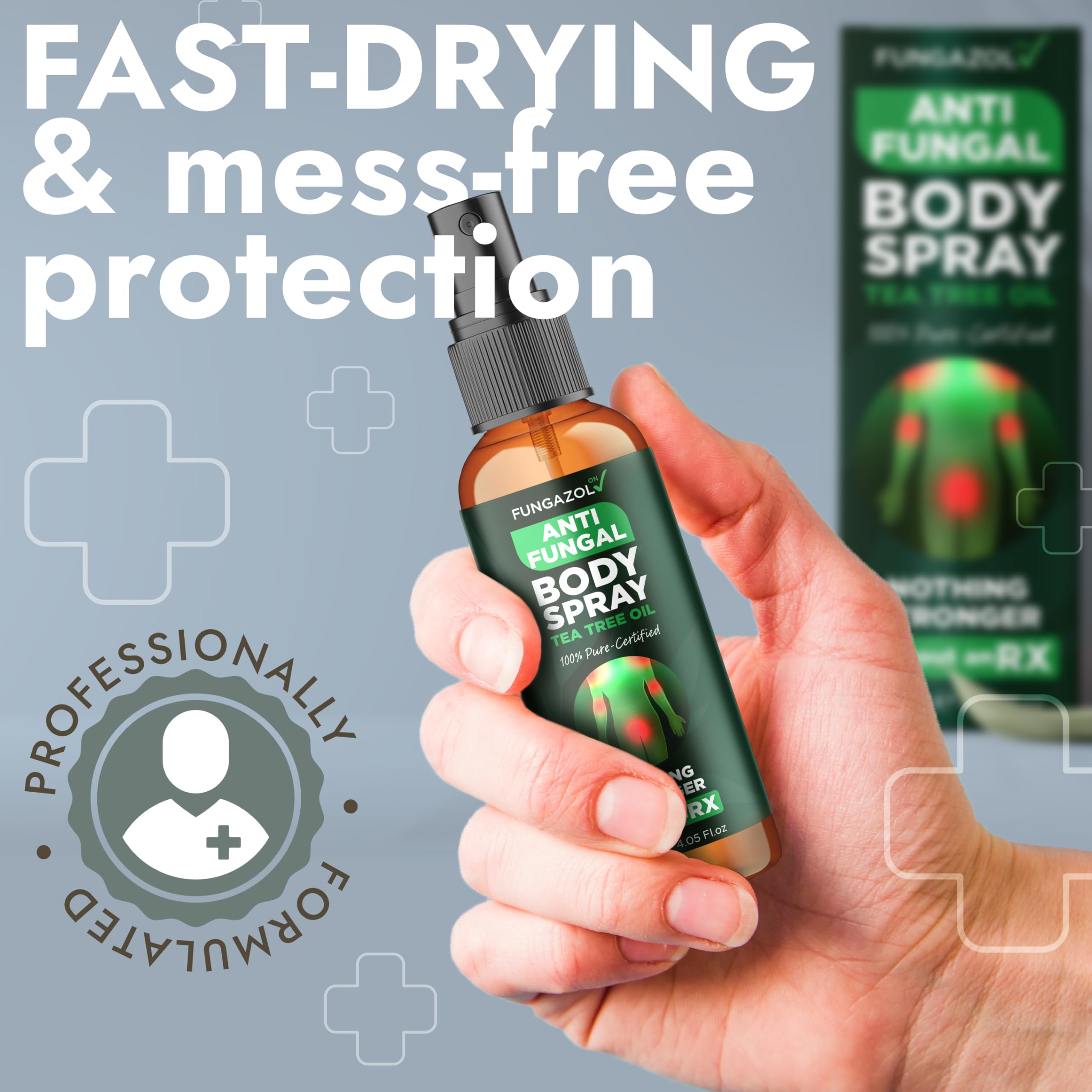Terramed Just Think Comfort fast-drying-formula-spray dries without residue.