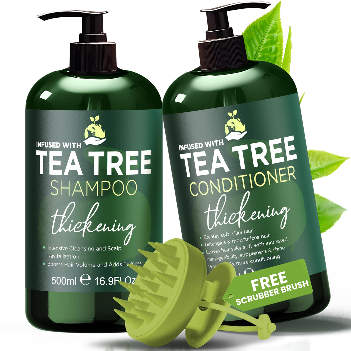 Terramed Just Think Comfort Tea Tree Shampoo bottle pour provides soothing scalp relief