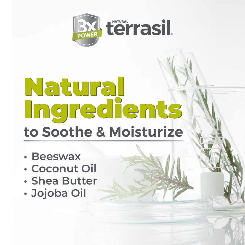 Terrasil soap ingredients including coconut oil and shea butter.
