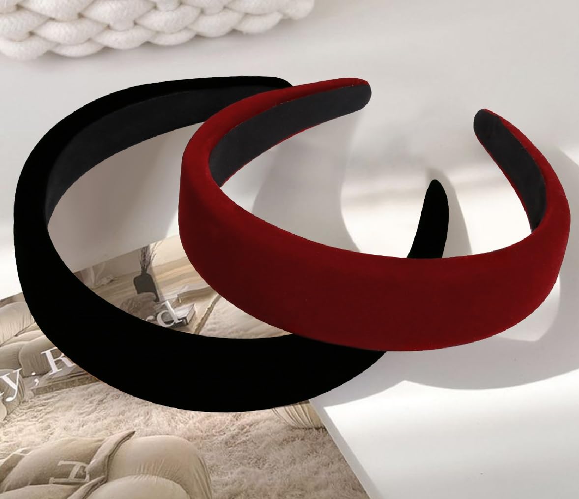 TERSE black velvet headband close-up showing soft texture for comfortable all-day wear.