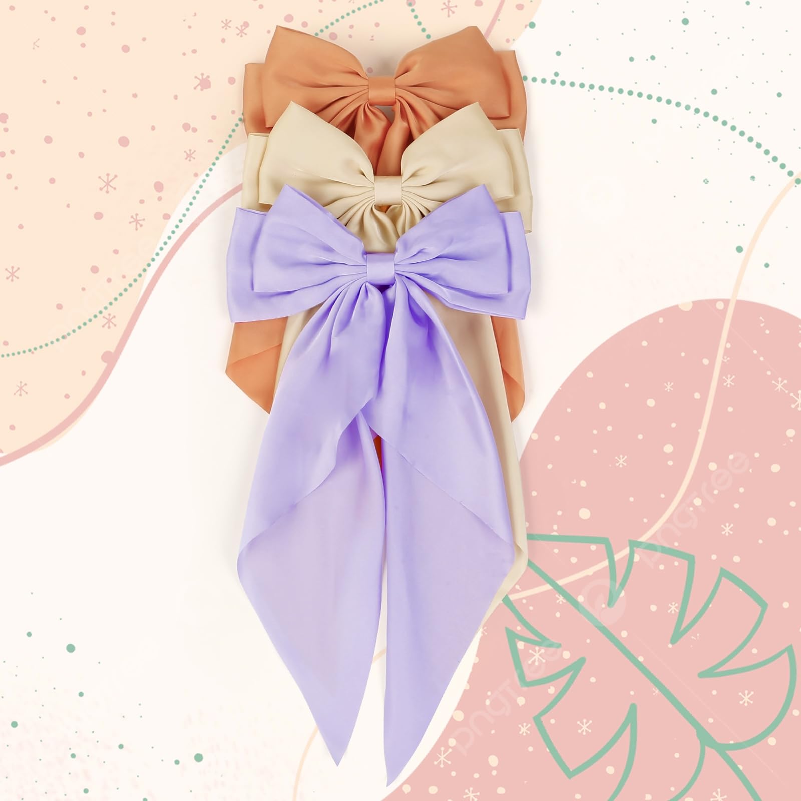 TERSE durable metal barrettes secure the oversized bow throughout the day