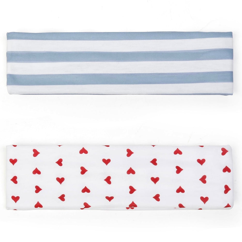 TERSE Valentine's heart headband highlights stretch for easy styling.