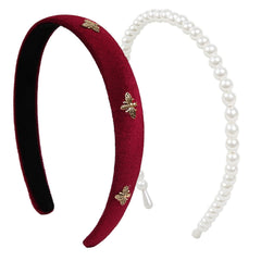 TERSE white pearl headband adds refined holiday outfit flair
