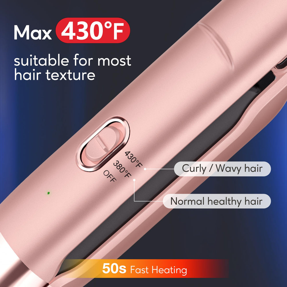 Terviiix cordless hair straightener heat plate close-up with tourmaline-ceramic infusion for smooth glide.