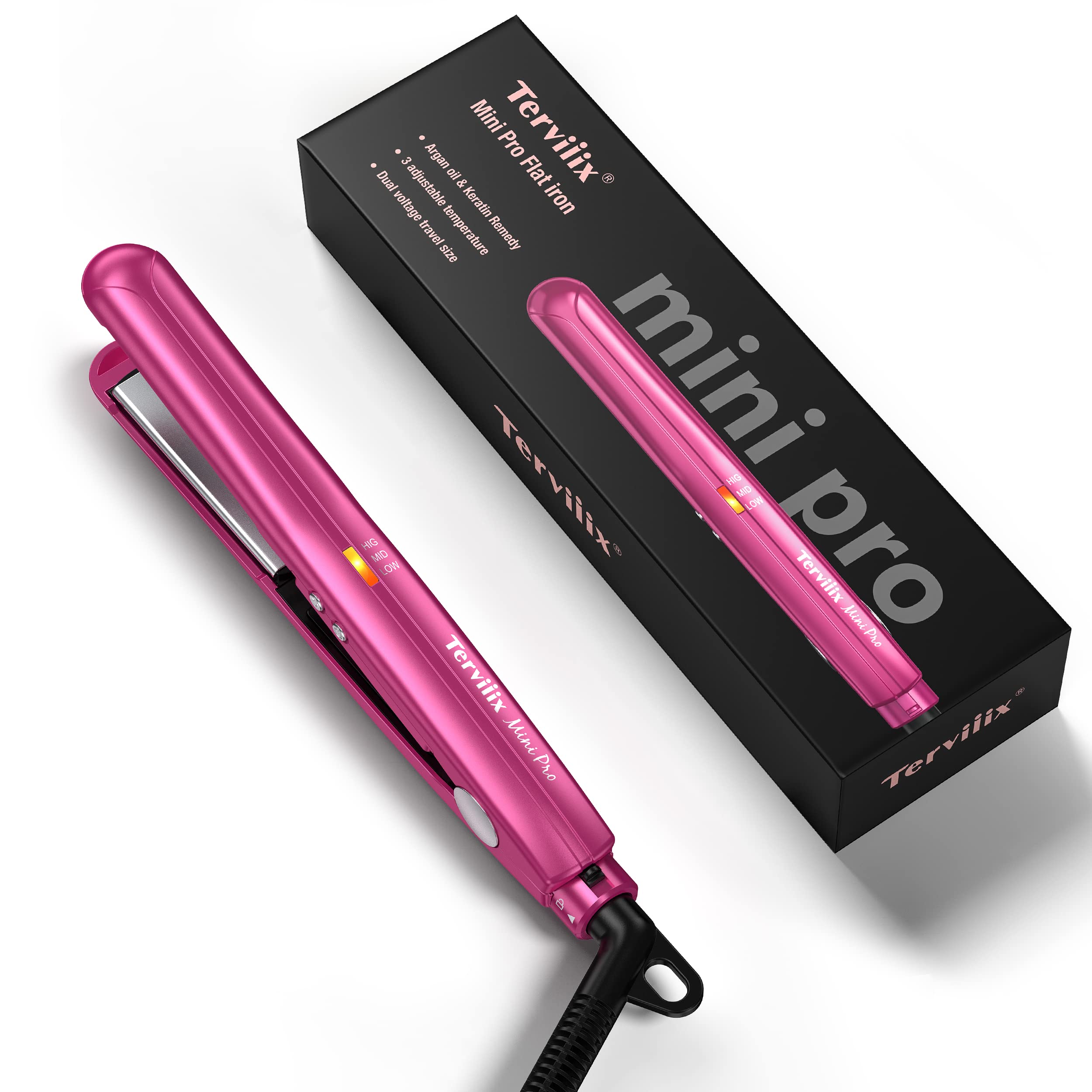 Terviiix mini flat iron with adjustable temperature for precise styling on short hair