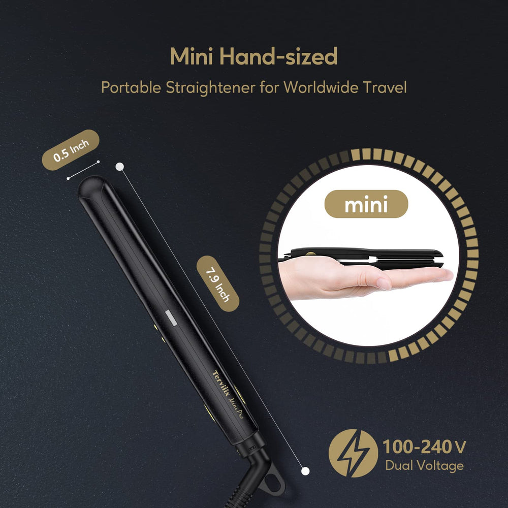 Terviiix mini flat iron dual voltage 100-240V ideal for international travel.