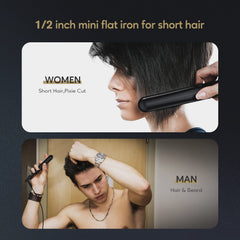 Terviiix mini flat iron half-inch plate enables precise short-hair styling.