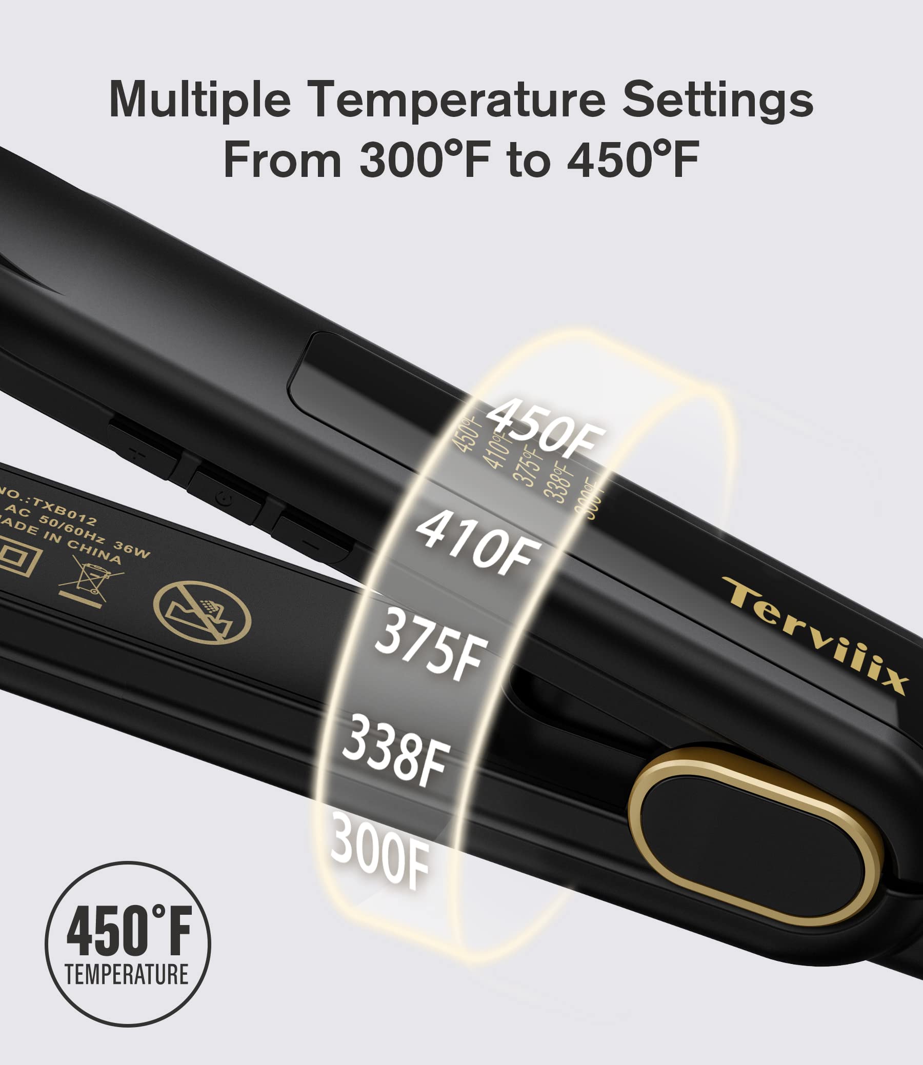 Terviiix travel-friendly dual-voltage flat iron fits luggage for on-the-go touch-ups.