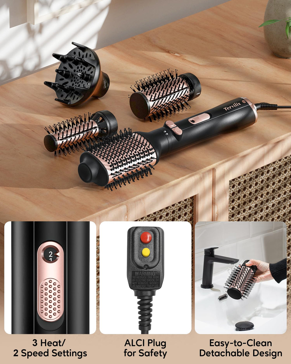 Terviiix 360-degree swivel cord demonstrates tangle-free maneuverability during use.