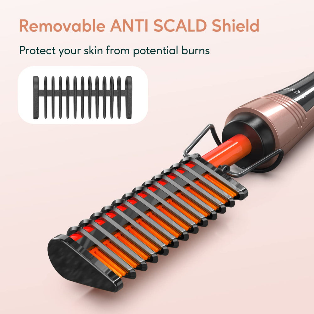 Terviiix anti-scald shield attached for safer pressing around the hairline.