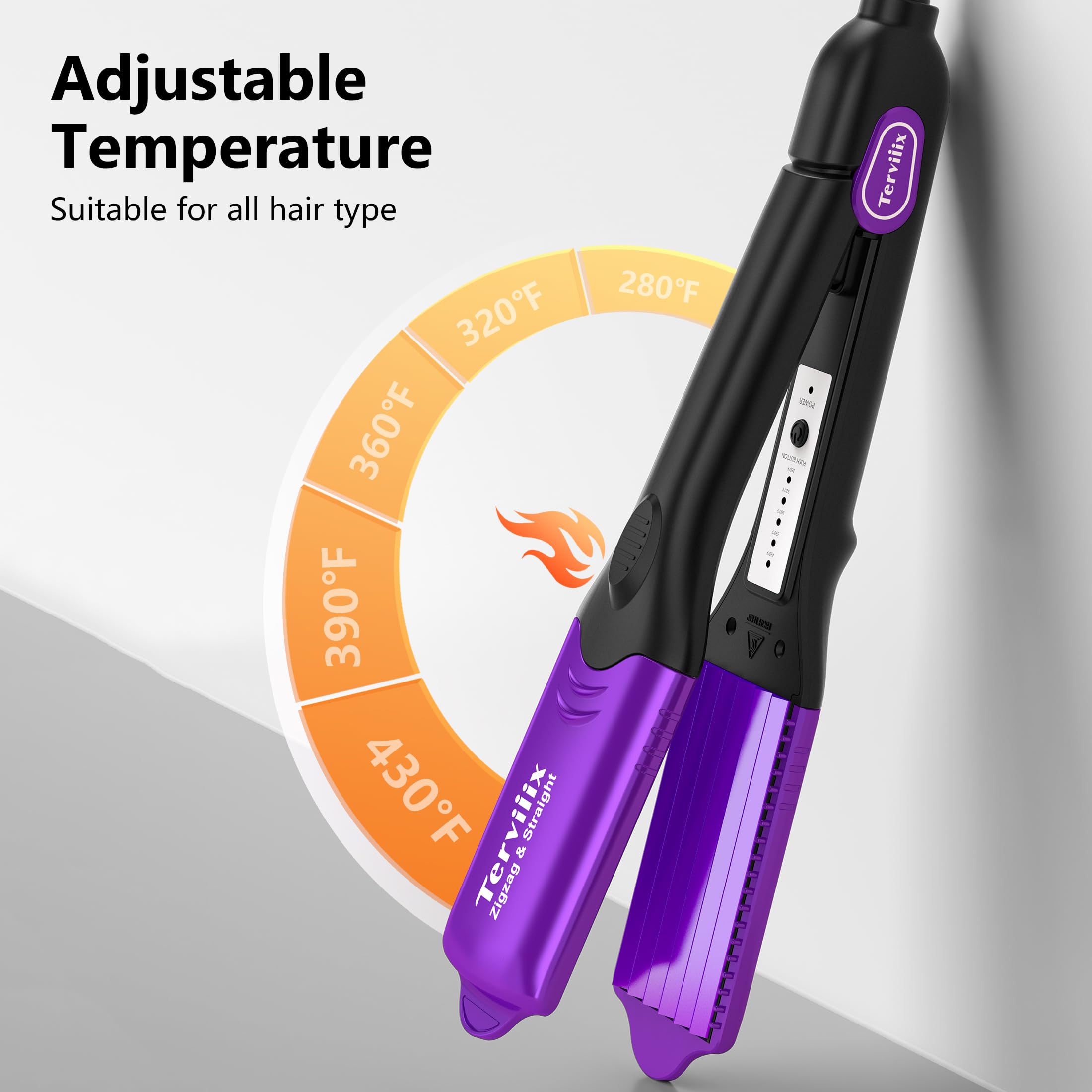 Terviiix crimper heat settings display for precise styling control