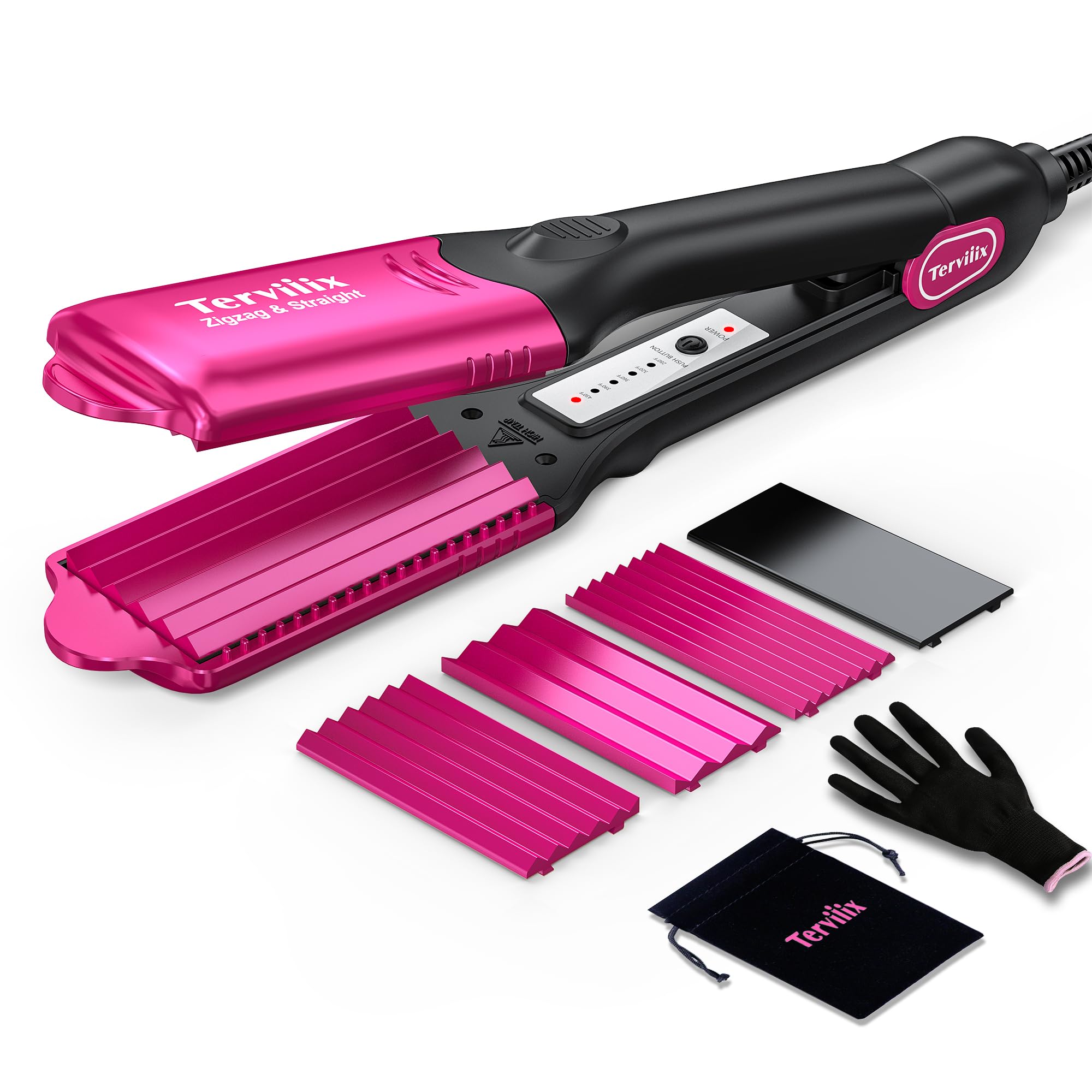 Terviiix crimper narrow plate close-up shows precise texture creation for voluminous styles.