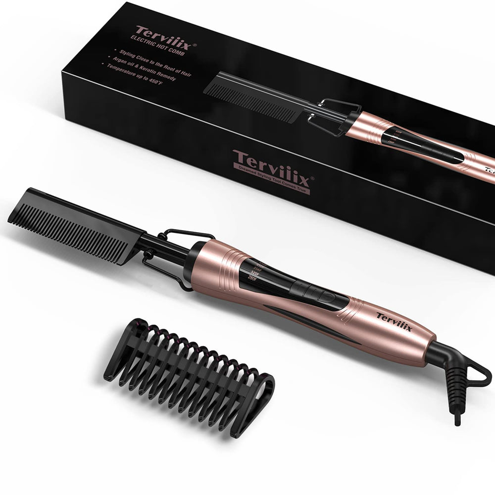 Terviiix electric hot comb on lace front wig delivering smooth, professional results.