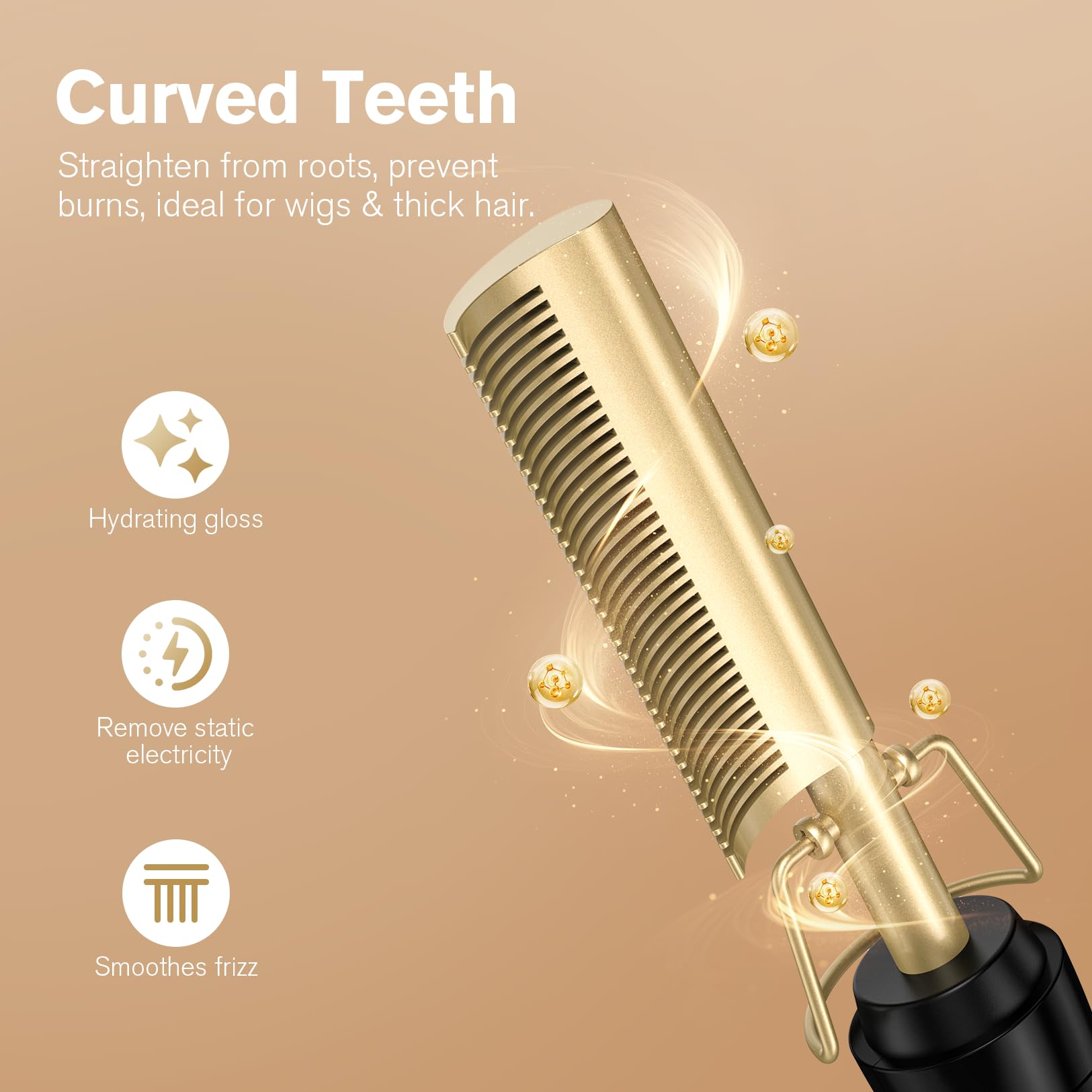 Terviiix hot comb shows adjustable heat up to 450°F for precise styling.