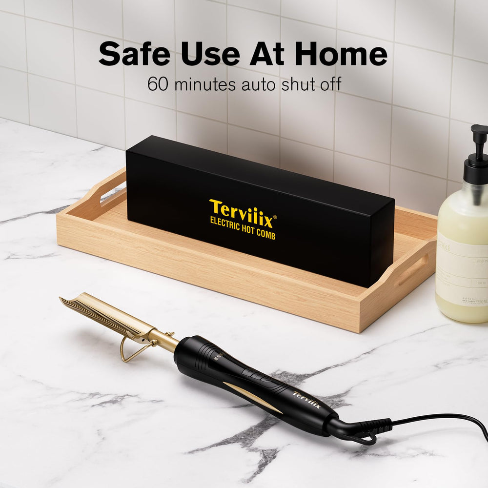 Terviiix hot comb ideal for home or salon use on hair, beards, and wigs.