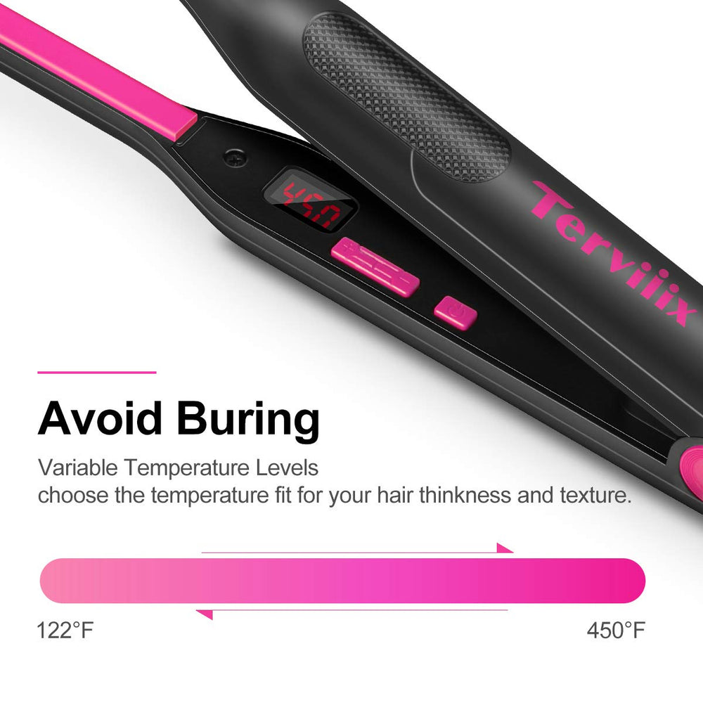 Terviiix Mini Flat Iron shows temperature display for precise control