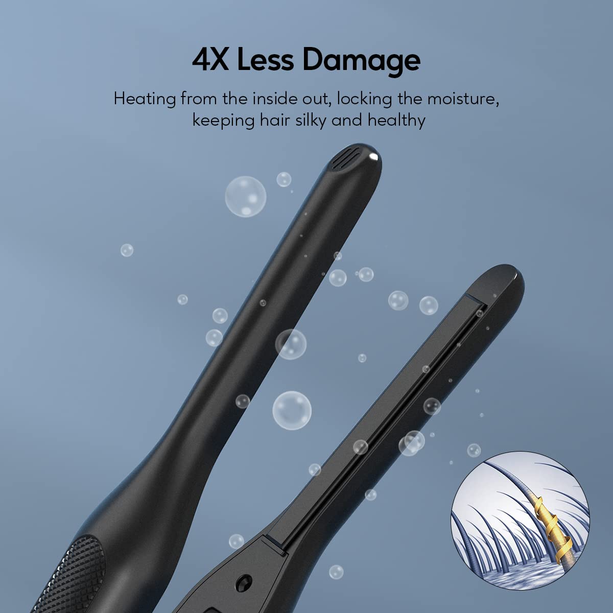 Terviiix Pencil Flat Iron edges being tamed for precise root styling