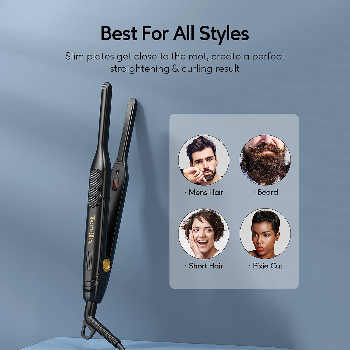 Terviiix Pencil Flat Iron heats up in seconds for quick touch-ups