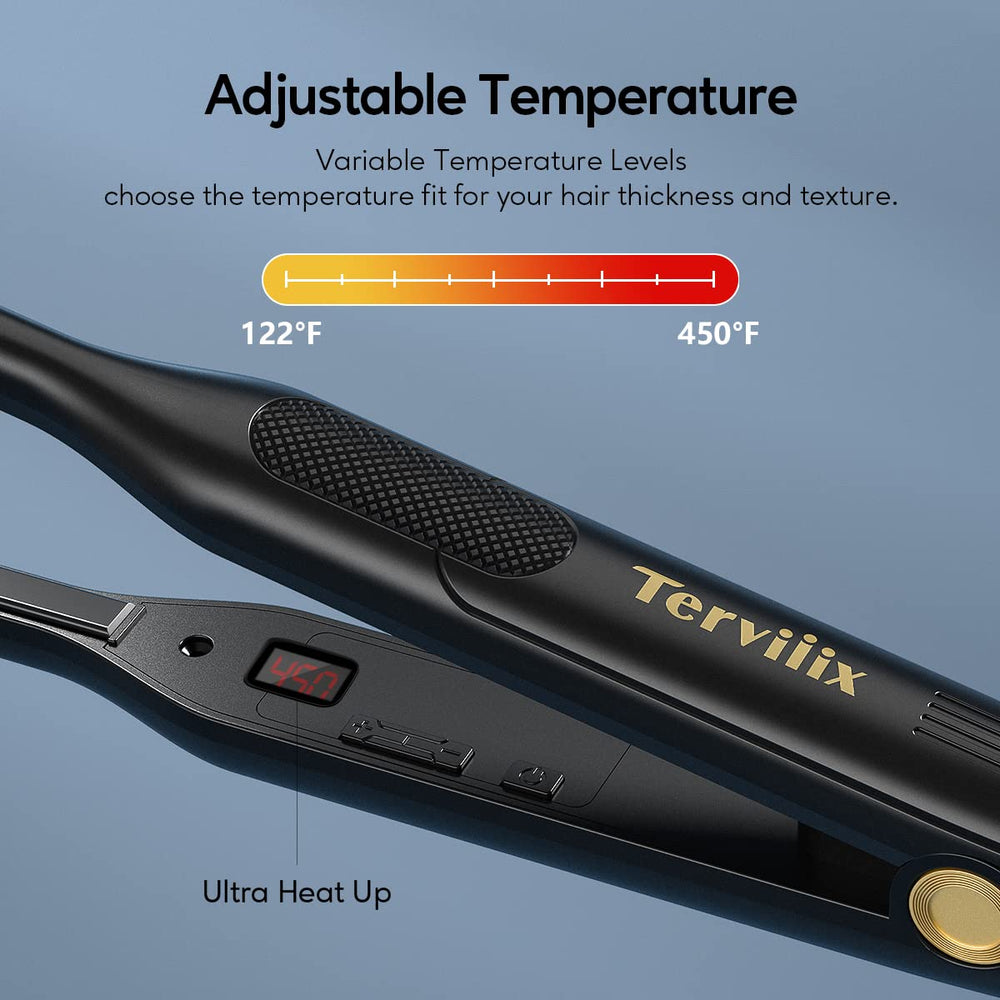Terviiix Pencil Flat Iron used on a pixie-cut for smooth, defined lines