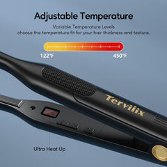 Terviiix Pencil Flat Iron used on a pixie-cut for smooth, defined lines