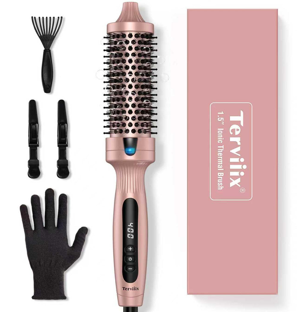 Terviiix thermal brush with 1.5-inch barrel creates root volume and shine.