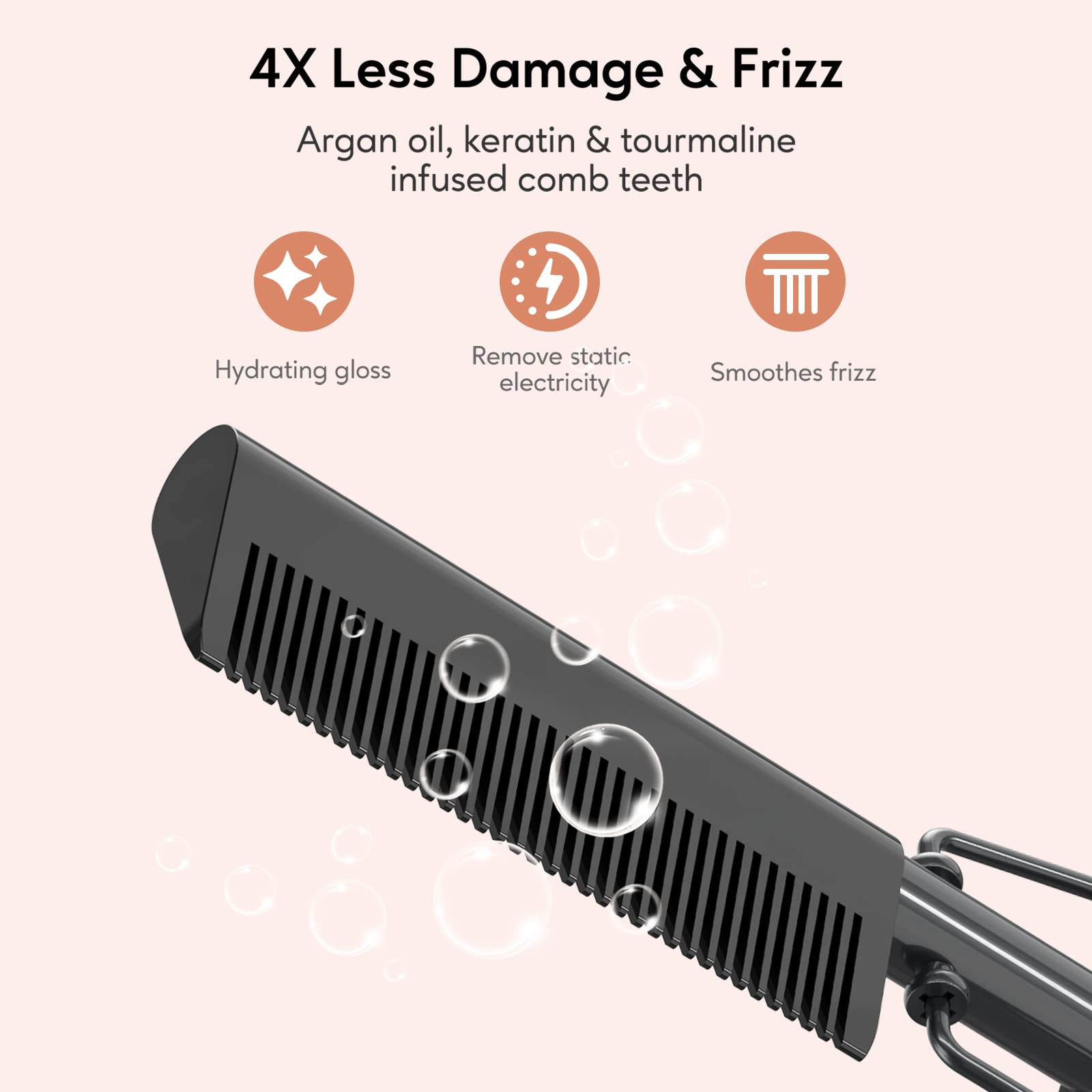 Terviiix adjustable heat settings up to 450°F for customized styling.