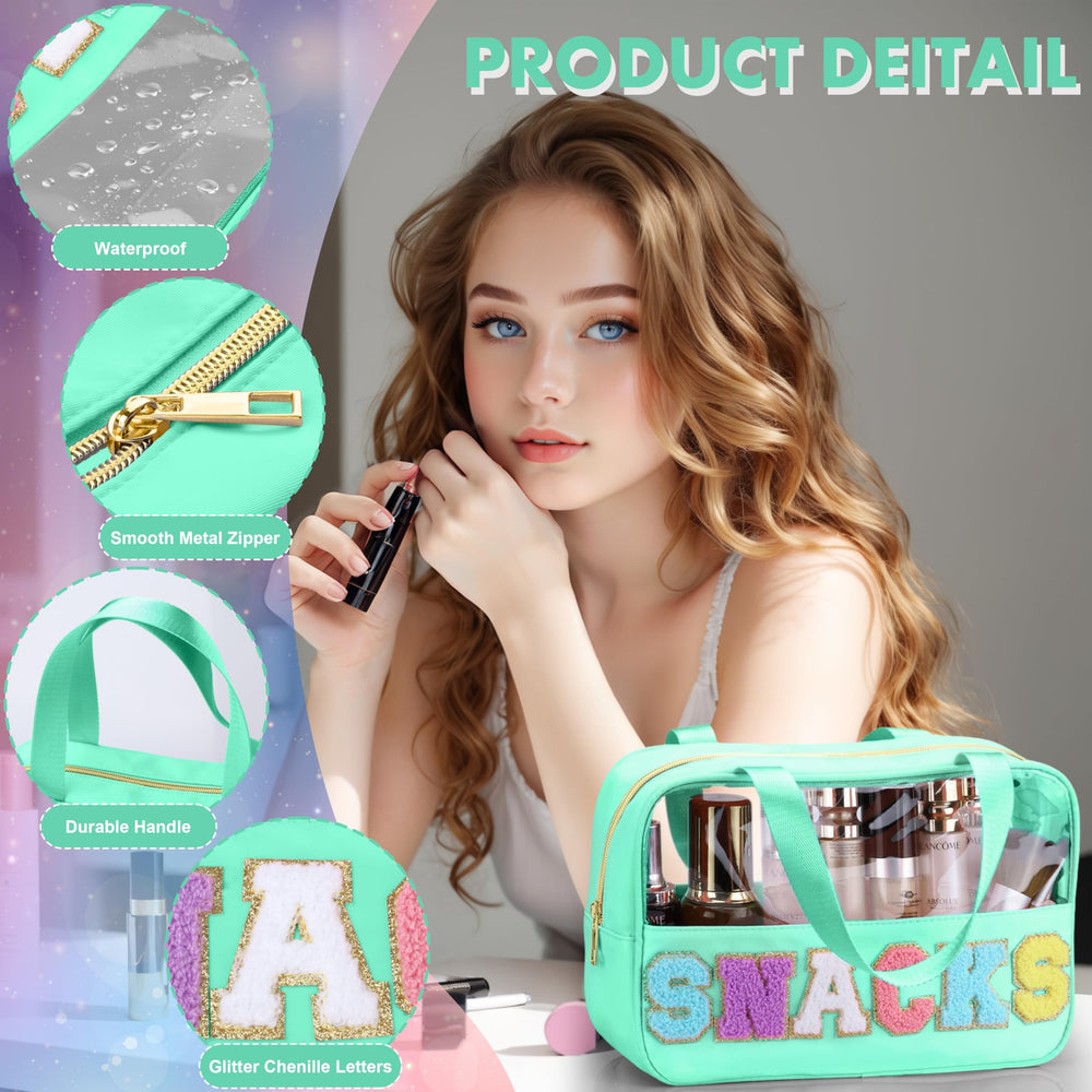 TESAFNG snack bag-large-capacity demonstrates room for cosmetics, snacks, and toiletries.