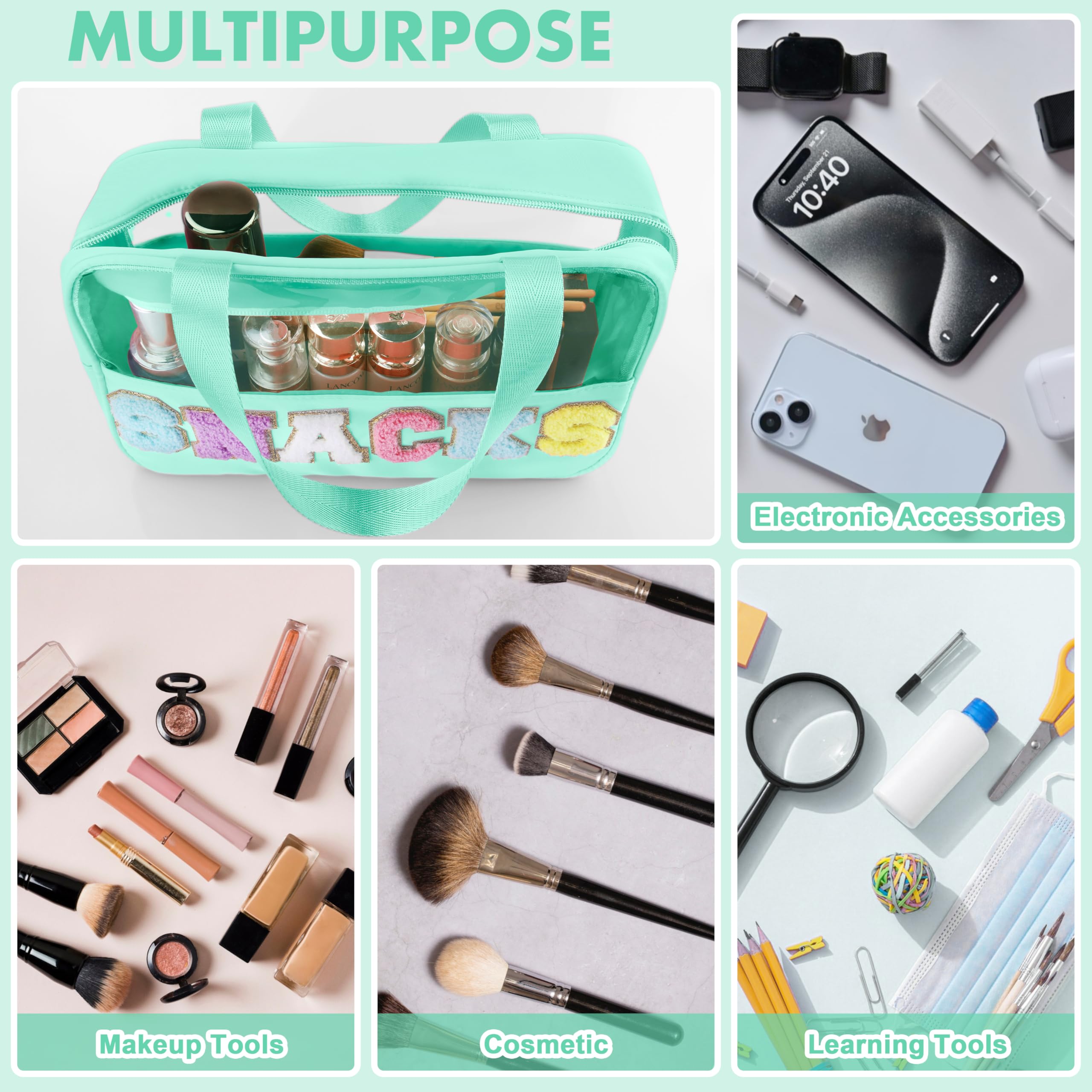 TESAFNG snack bag-multi-purpose-use supports transitions from makeup case to travel pouch.