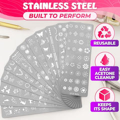 Tesorrio nail stamping plate cats design for playful nail art at home